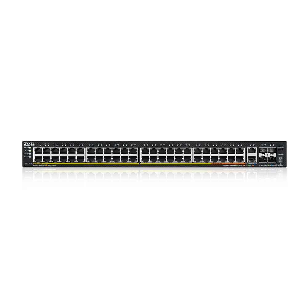 ZyXEL XGS2220-54FP 48xGbE PoE LAN 2x10mG RJ45 PoE LAN (960W) 4x10GbE SFP+ port L3 menedzselhető PoE switch