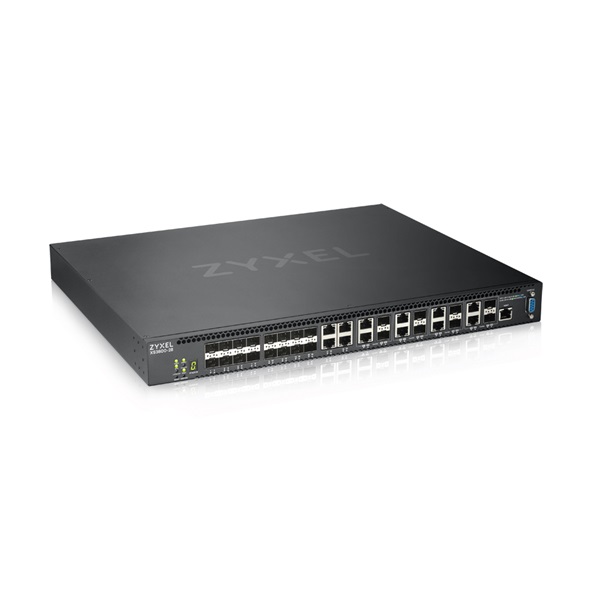 ZyXEL XS3800-28 4x10GbE LAN 8x10GbE Combo RJ45/SFP+ 16xSFP+ port L2+ menedzselhető switch