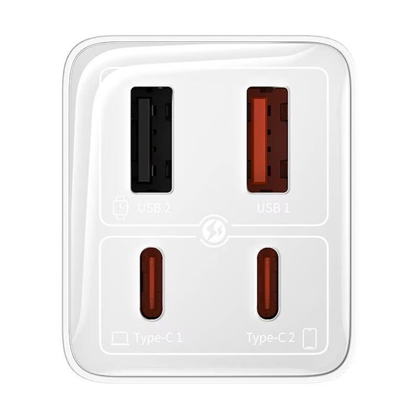 Baseus P10162705212-00 GaN6 Pro 100W EU fehér gyorstöltő adapter 1m USB Type-C - Type-C kábellel