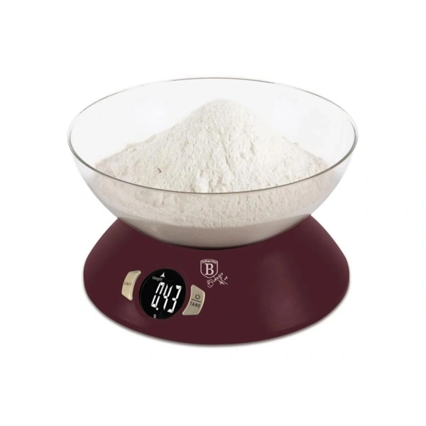 Berlinger Haus BH/9615 5 kg kapacitású matt bordó tálas konyhai mérleg