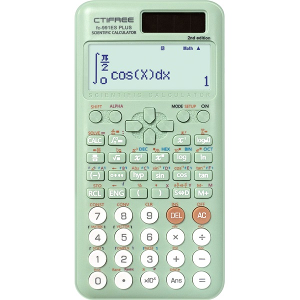 CTIFREE FC-991 ES PLUS 2nd ZÖLD tudományos számológép, 77x161mm, dual power, 2 év garancia