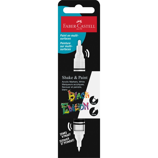 Faber-Castell Black Edition Shake&Paint fehér kétvégű akrilfilctoll