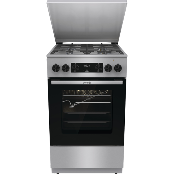 Gorenje GKS5C71XF Inox, szabadonálló, gáz, kombinált, főzőzóna: 4, sütő:70L, grill, tűzhely