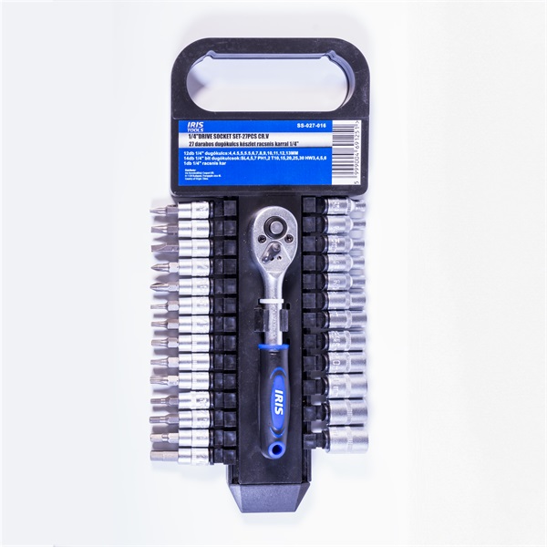 IRIS TOOLS SS-027-016 27 darabos dugókulcs készlet racsnis karral 1/4