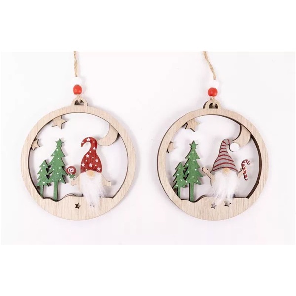 IRIS fa akasztós gömbdísz, orrszakáll fenyővel, 2 féle 12 x 13 cm