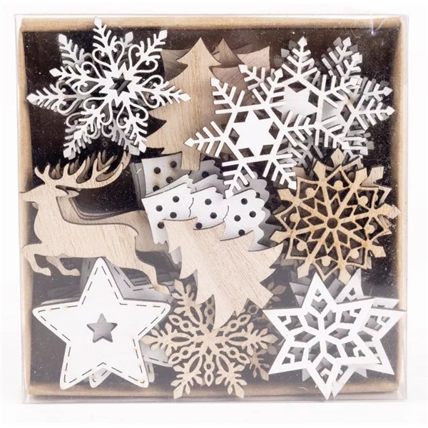 IRIS fa karácsonyi dekor szettben, 72 darabos, natúr és fehér 4 cm
