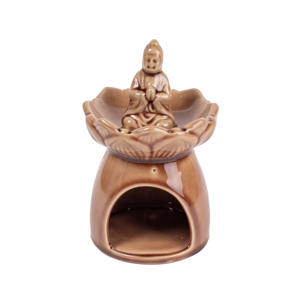 IRIS kerámia olajmécses, buddha, világos barna 15 cm