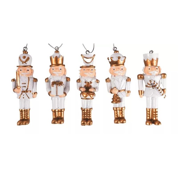 IRIS polirezin akasztós diótörő, fehér és arany, 1db 4 x 10 cm