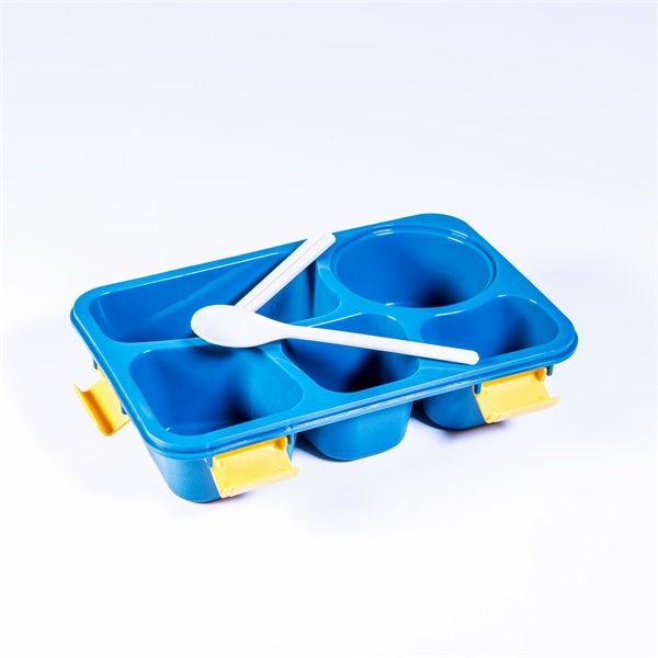 Iris KT-004-BL 5 rekeszes kék műanyag ételhordó doboz (Újszerű)