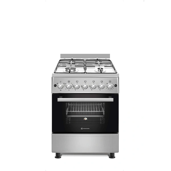 Novacook F6B40EF INX inox, szabadonálló, gáz, kombinált, főzőzóna: 4, sütő:66L, grill, tűzhely (Újszerű)