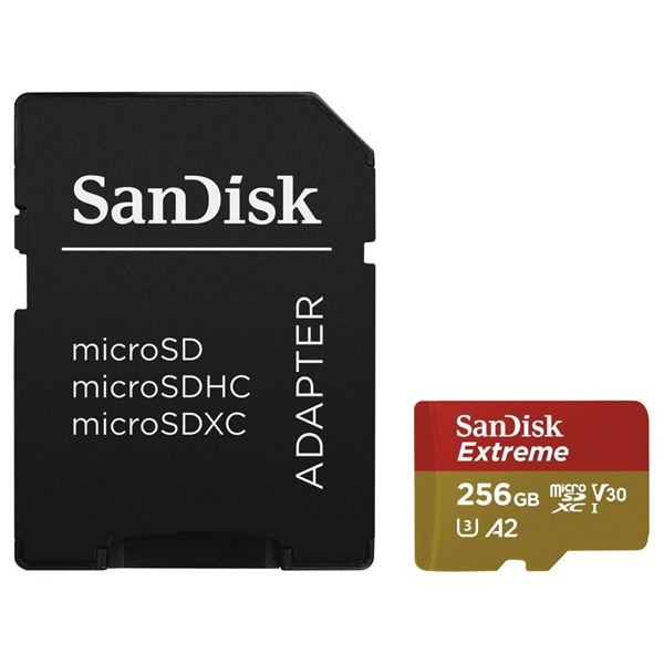 Sandisk 00121587 256GB SD micro Extreme (SDXC Class 10 UHS-I U3) memóriakártya