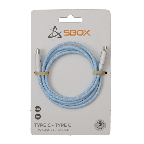 Sbox TYPE-C-1-BL 1 60W Type-C kék adat- és töltőkábel