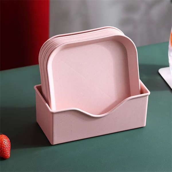 TOO KT-115 10db-os vegyes színekben búzaszalma műanyag tányér szett, 15×15×1.5cm