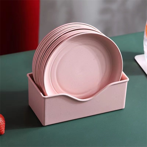TOO KT-117 10db-os vegyes színekben búzaszalma műanyag kerek tányér szett, 15×15×1.5cm