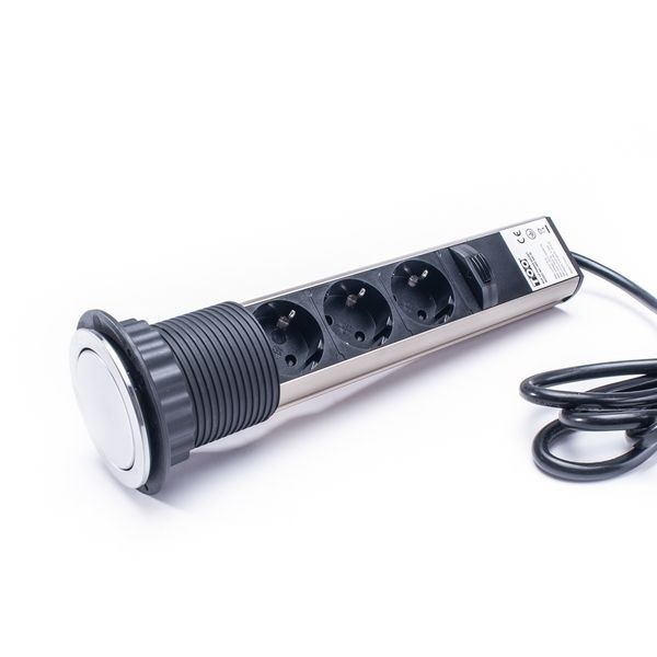 TOO PPS-301-3C IP20, 3x 2P+F, króm asztalba süllyeszthető elosztó (Újszerű)