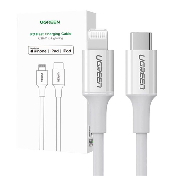 UGREEN US171 3A 1,5m Lightning/USB-C fehér adat- és töltőkábel