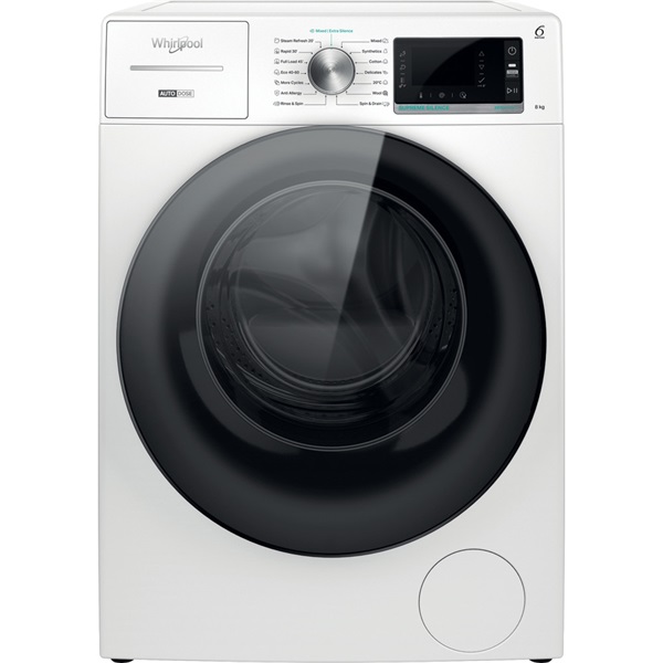 Whirlpool W7X W845WB EE fehér, elöltöltős, max.1400ford., 8 kg, mosógép