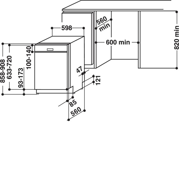 Whirlpool WBC 3C26 X inox, programok száma: 8, beépíthető, 14 terítékes mosogatógép 