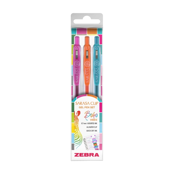 Zebra Sarasa Clip Gelpen 0,7 Boho vibes 3 db zseléstoll készlet
