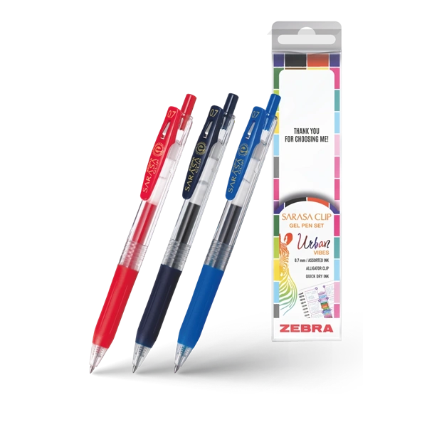 Zebra Sarasa Clip Gelpen 0,7 Urban vibes 3 db zseléstoll készlet